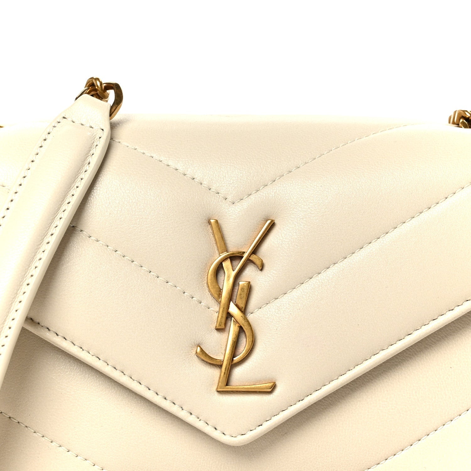 Lambskin Chevron Quilted Mini LouLou Crema Soft