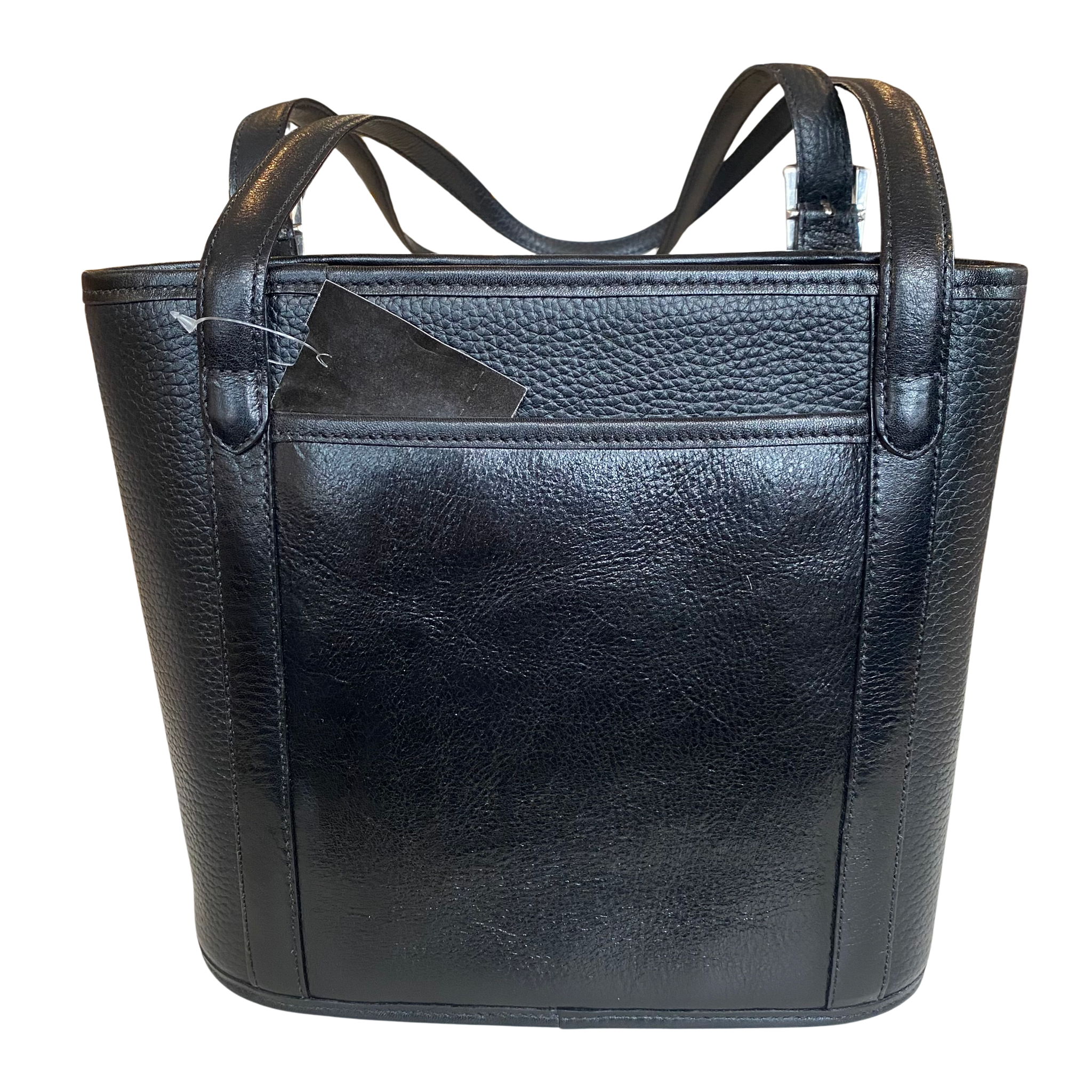 BRIGHTON Desiree Tote Black Leather Bucket Purse With Heart Imprint