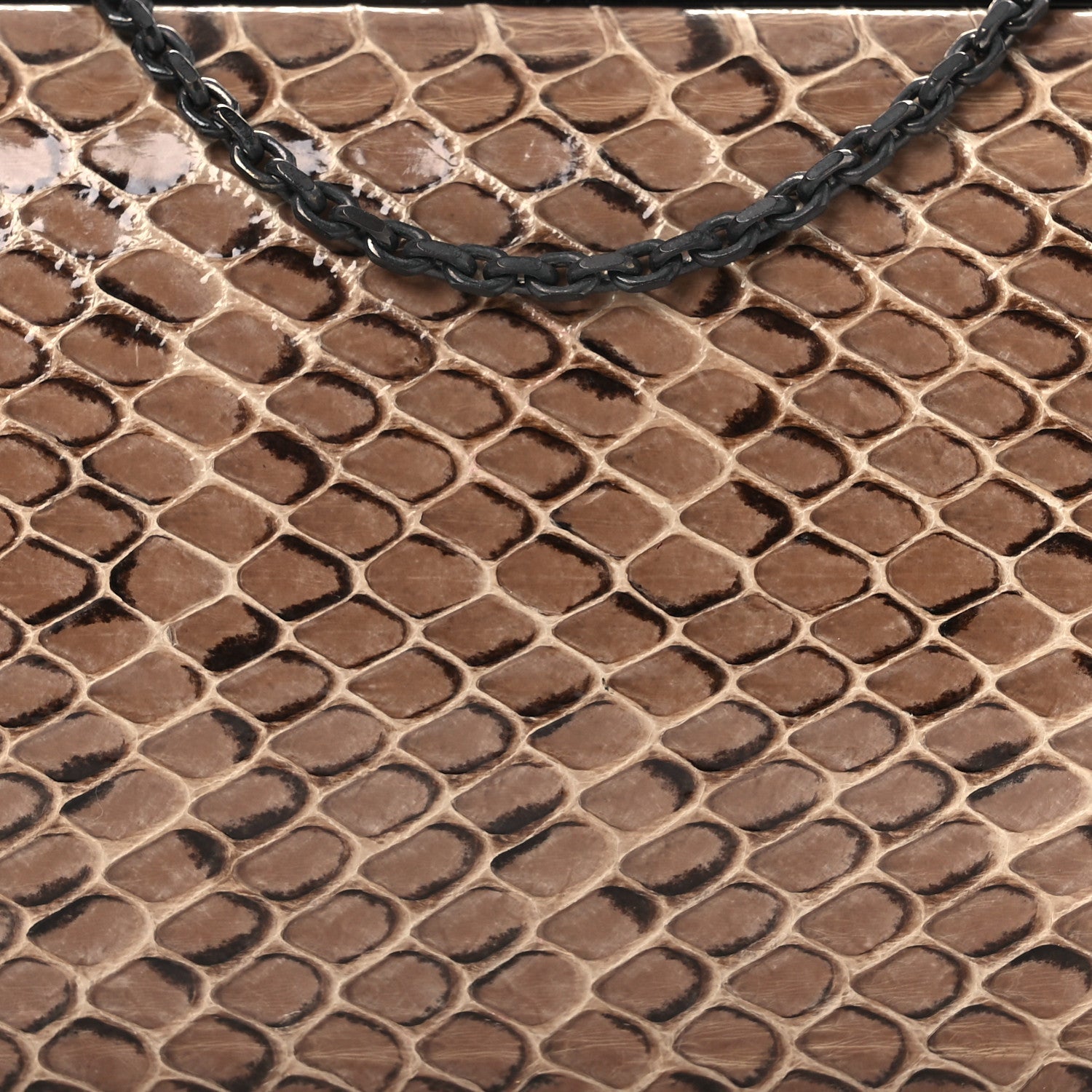 Snakeskin Crystal Box Clutch Brown Black