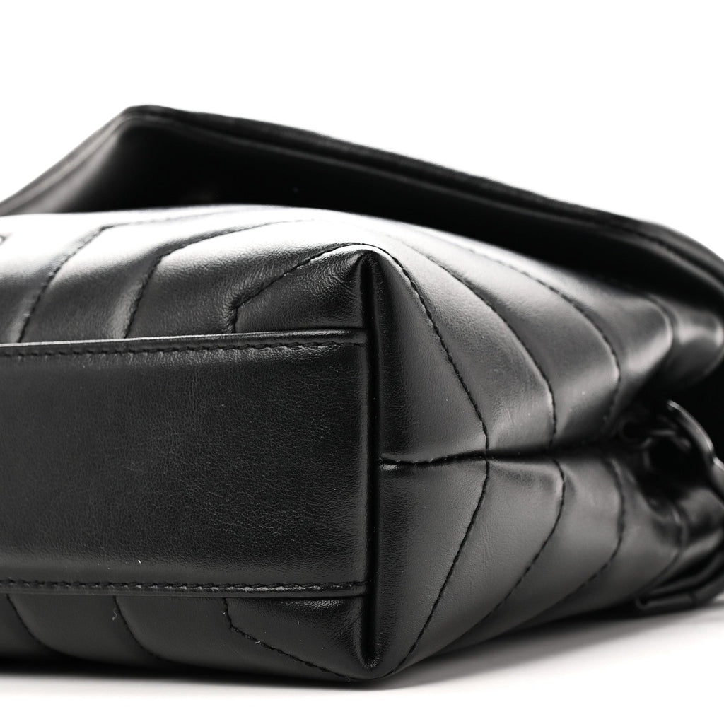 Calfskin Y Quilted Monogram Monochrome Toy Loulou Crossbody Bag Black