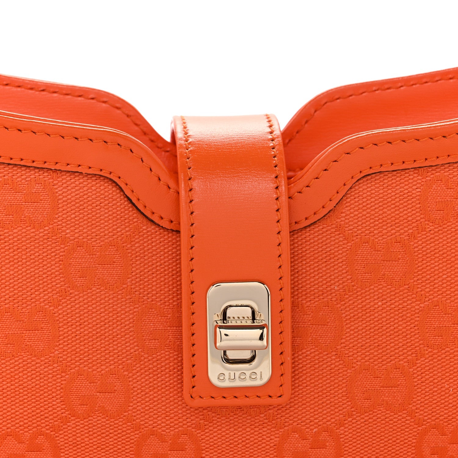 Calfskin Monogram Mini Moon Side Shoulder Bag Orange