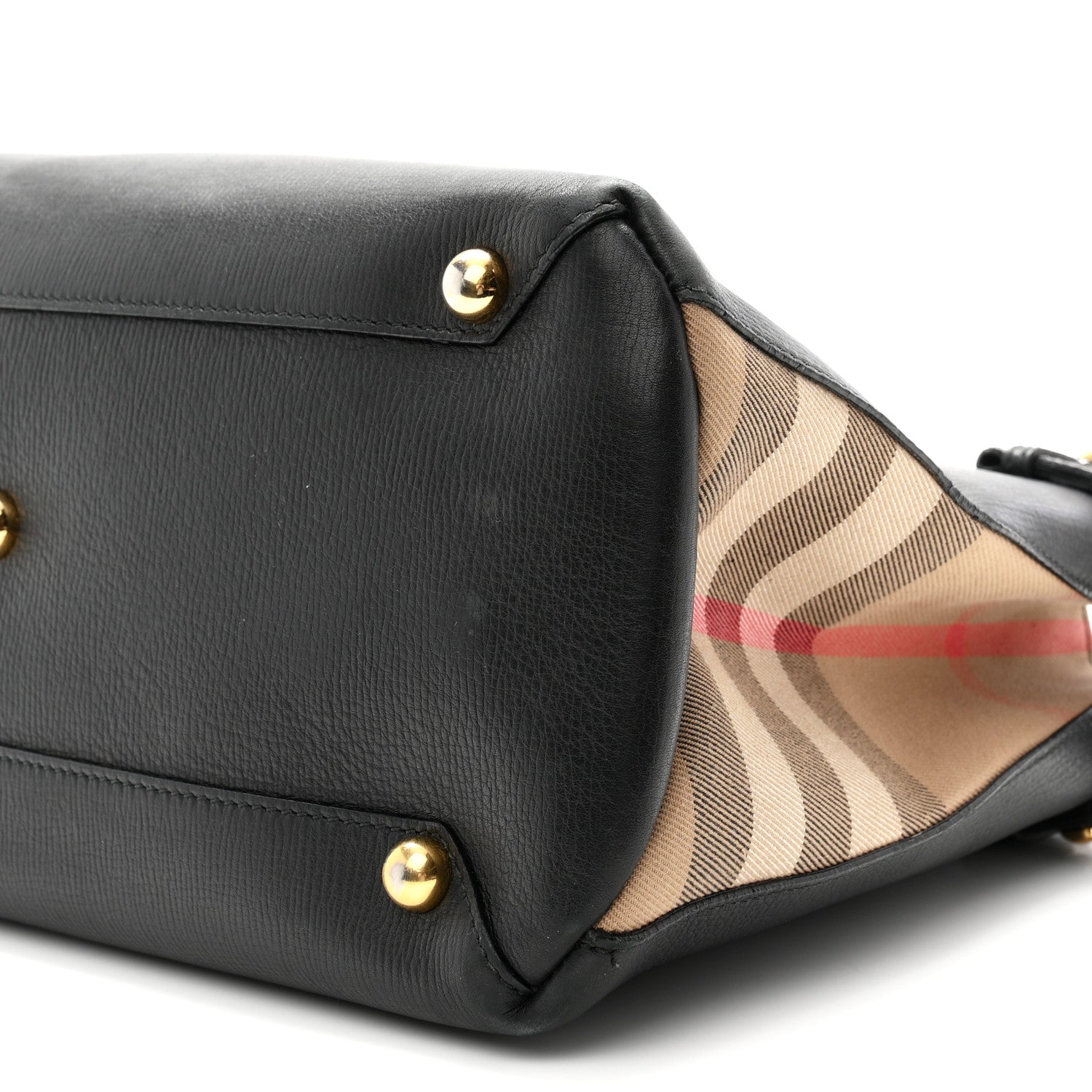 Grainy Calfskin House Check Medium Banner Tote Black