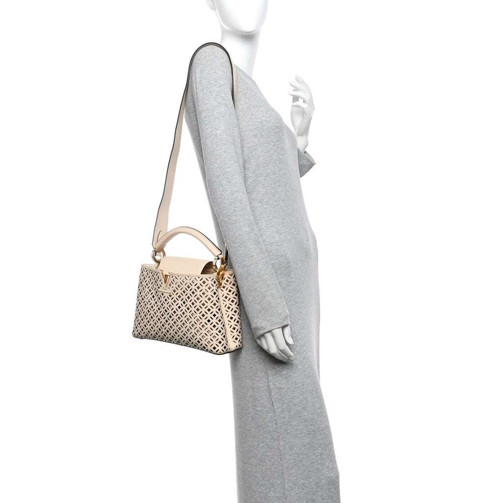 Calfskin Cut-Out Garden Party Capucines BB White