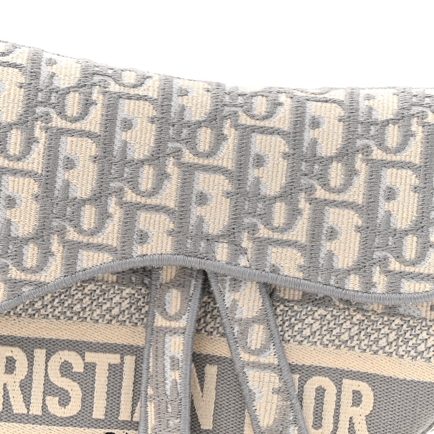 Oblique Embroidered Saddle Bag Gray