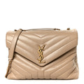 Calfskin Y Quilted Monogram Medium Loulou Chain Satchel Dark Beige