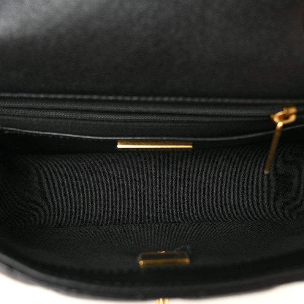 Shiny Lambskin Quilted Mini Flap Black