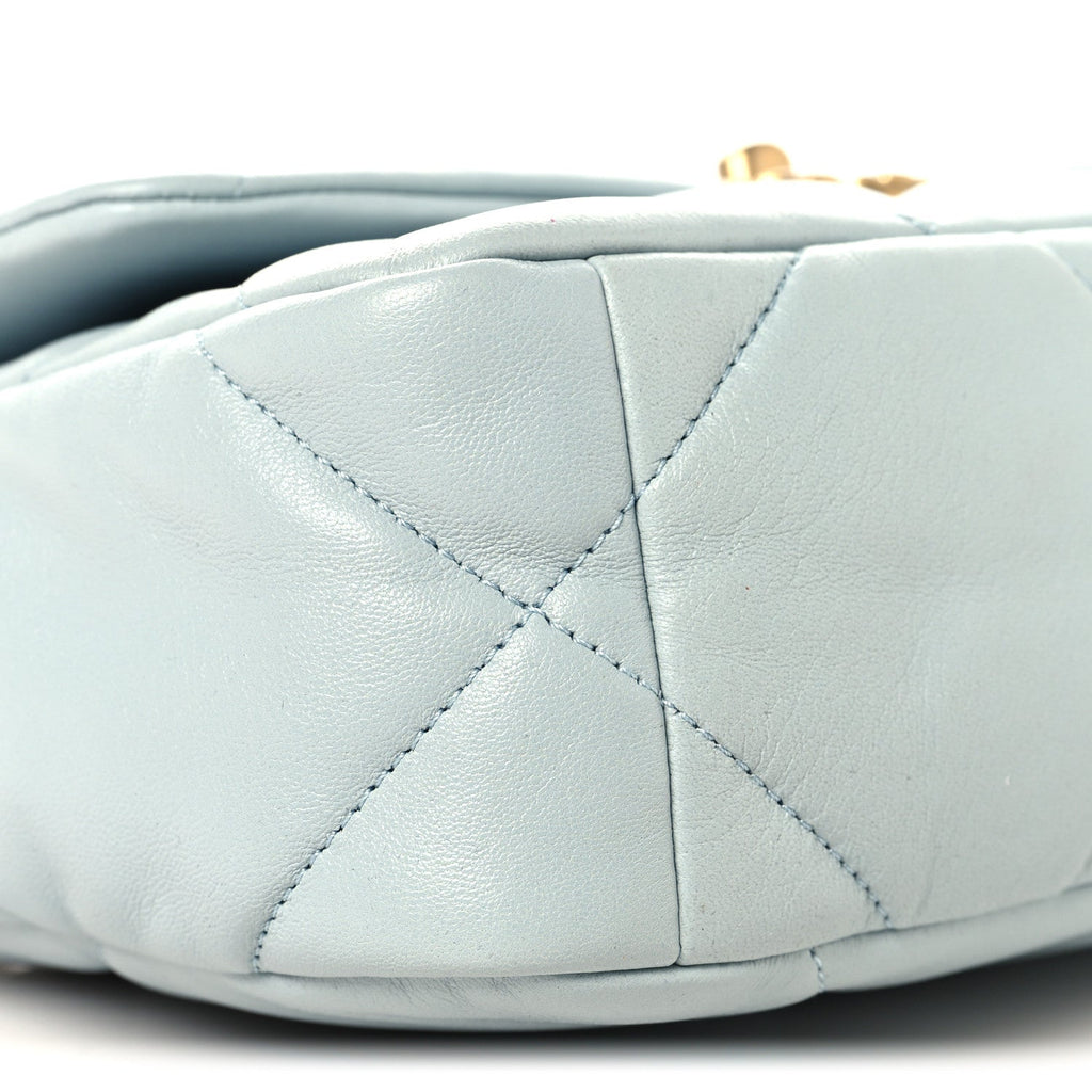 Lambskin Quilted Medium Chanel 19 Flap Light Blue