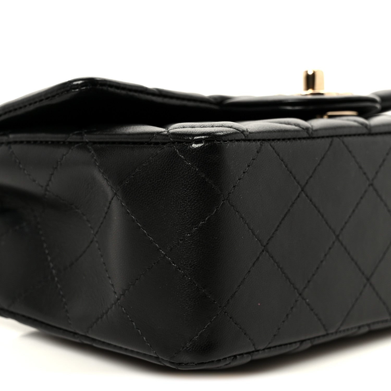 Lambskin Quilted Mini Rectangular Flap Black