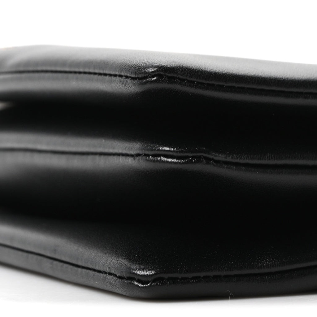 Smooth Lambskin Trio Flap Crossbody Bag Black
