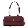 Grained Calfskin Stitched Urban Essentials Small Shopping Bag Burgundy