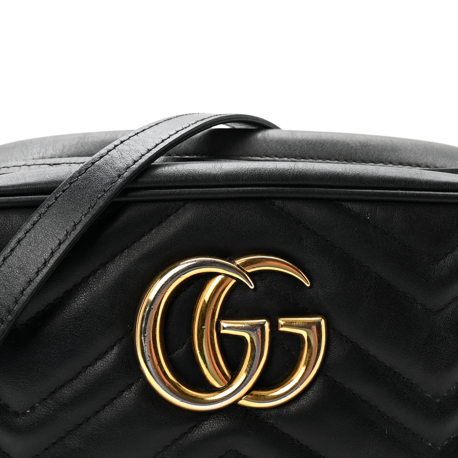 Calfskin Matelasse Small GG Marmont Chain Shoulder Bag Black