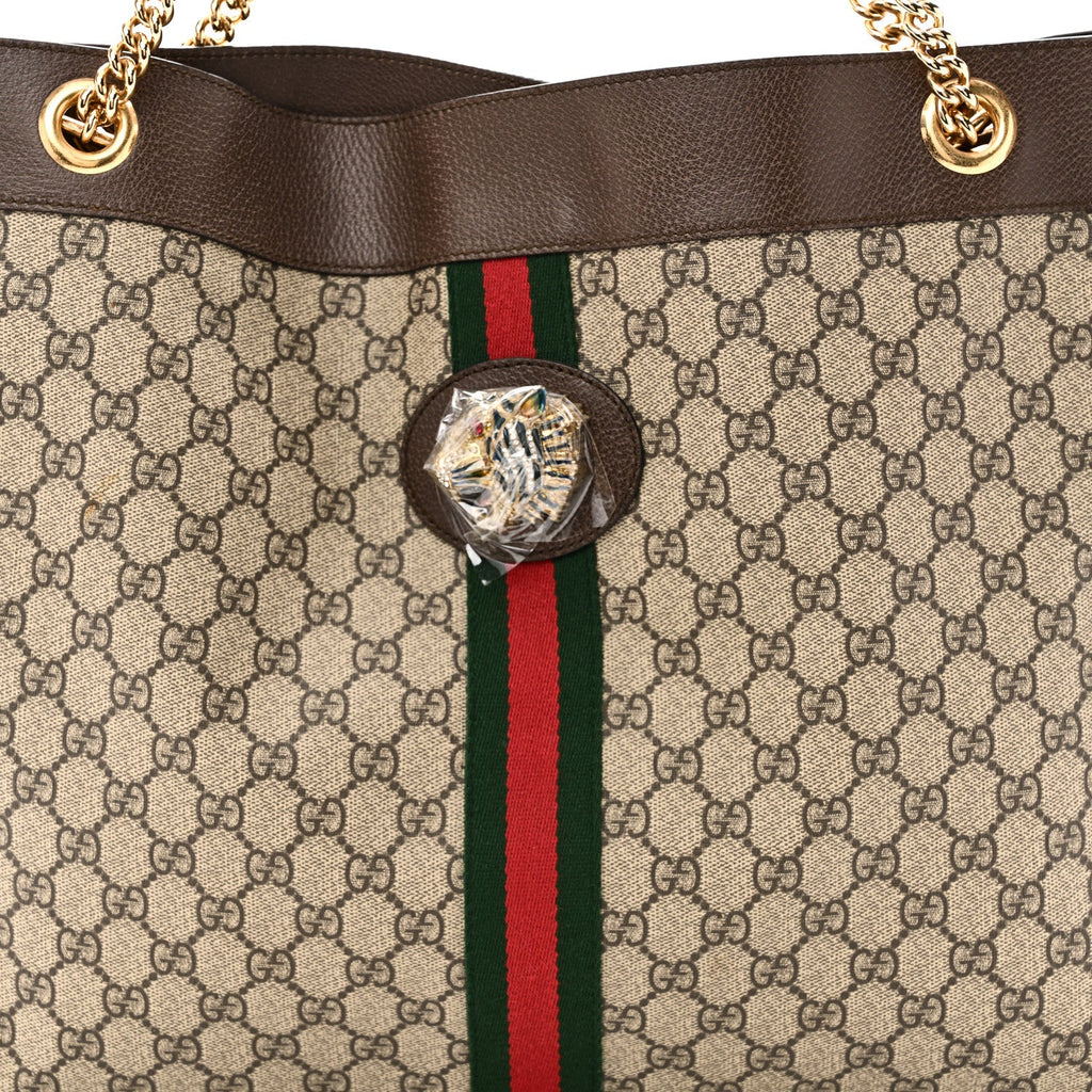 GG Supreme Monogram Large Rajah Chain Tote Beige New Acero