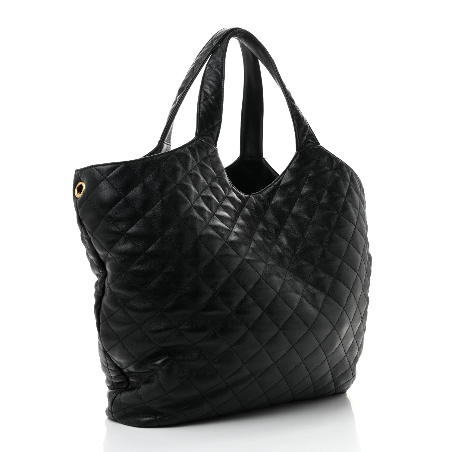 Lambskin Quilted Maxi Icare Shopping Tote Black
