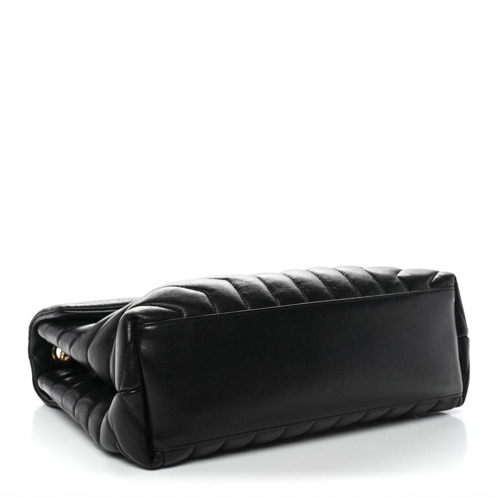 Calfskin Y Quilted Monogram Medium Loulou Chain Satchel Black