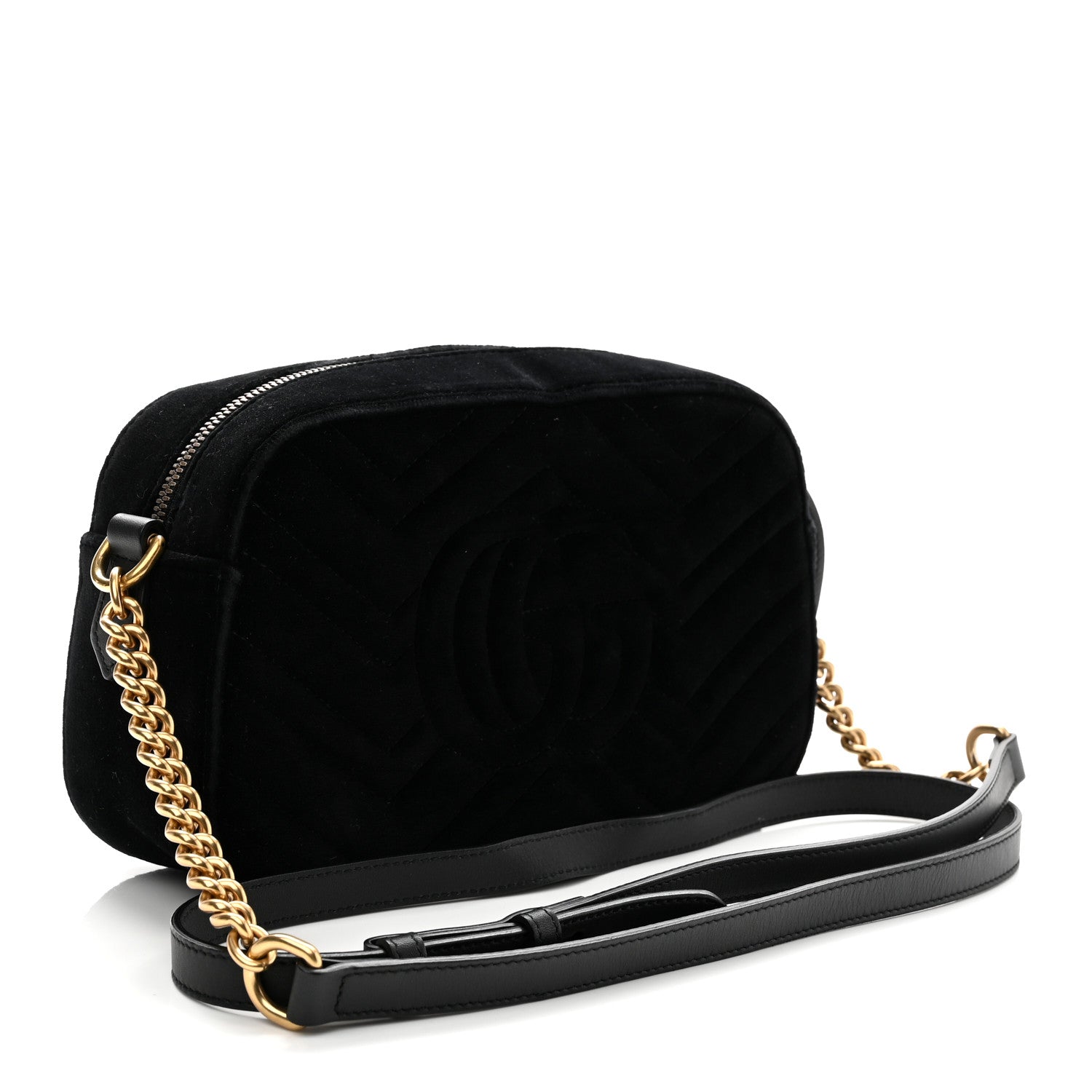 Velvet Matelasse Small GG Marmont Chain Shoulder Bag Black