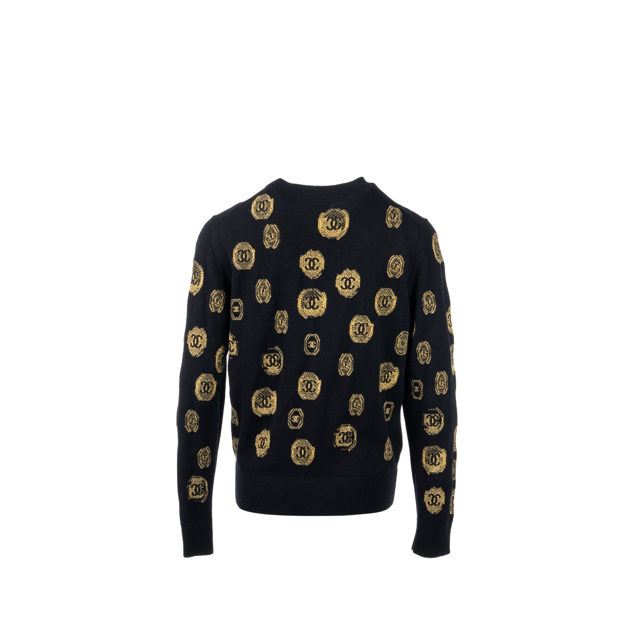 Chanel Size 40 21A Pullover sweater/CASHMERE Black/Gold