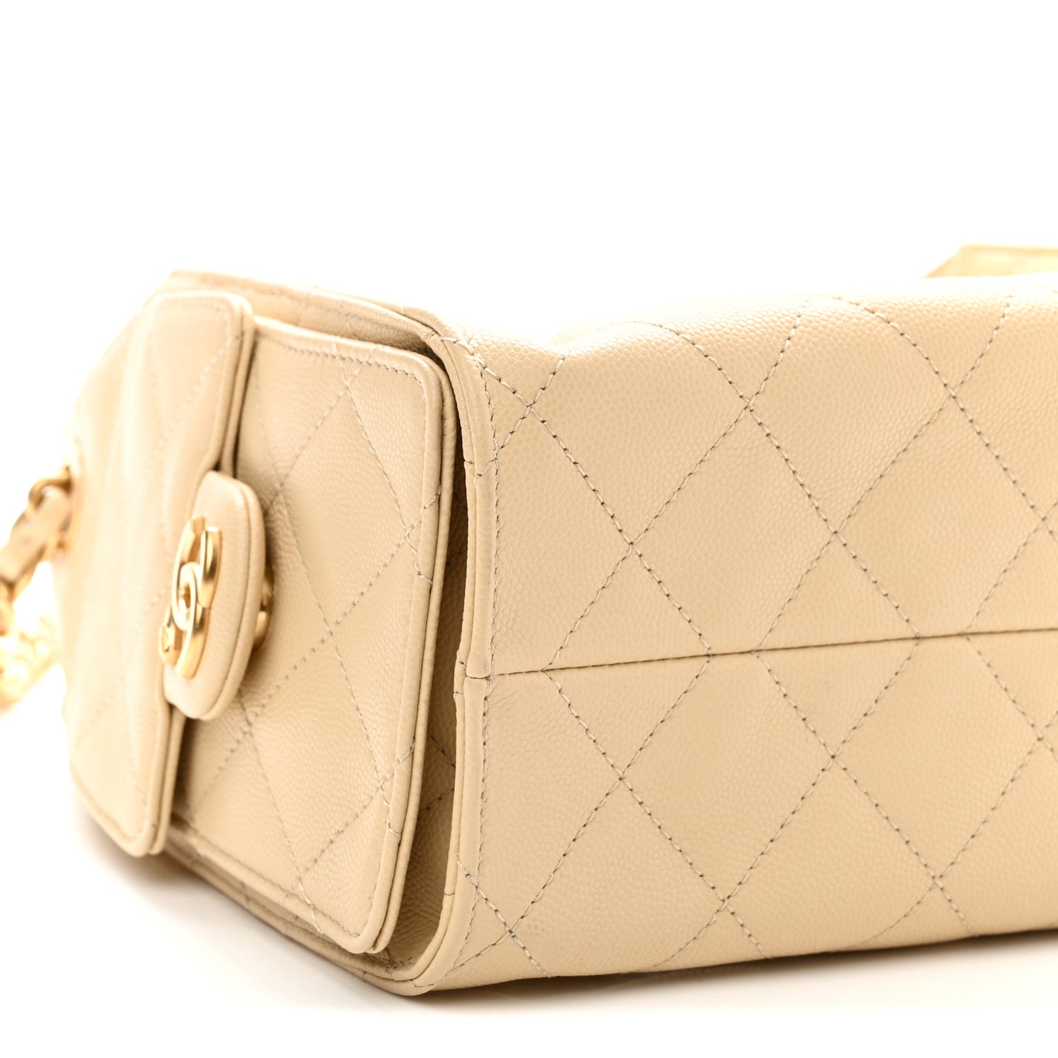 Caviar Quilted Mini Chanel 25 Handbag Beige