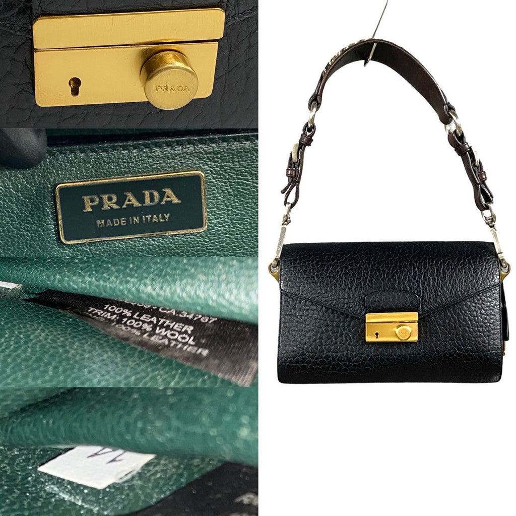 Prada Leather Tweed Shoulder Bag