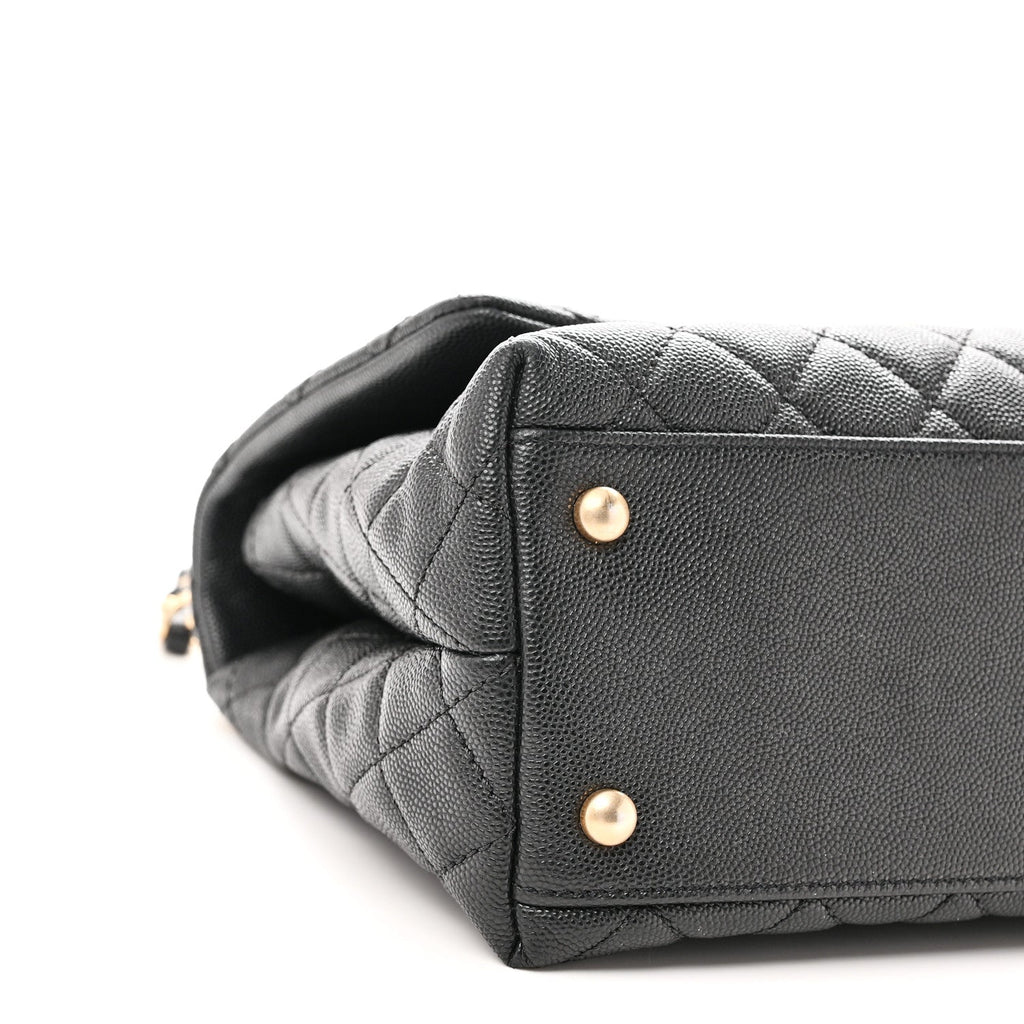 Caviar Quilted Small Coco Handle Flap Black