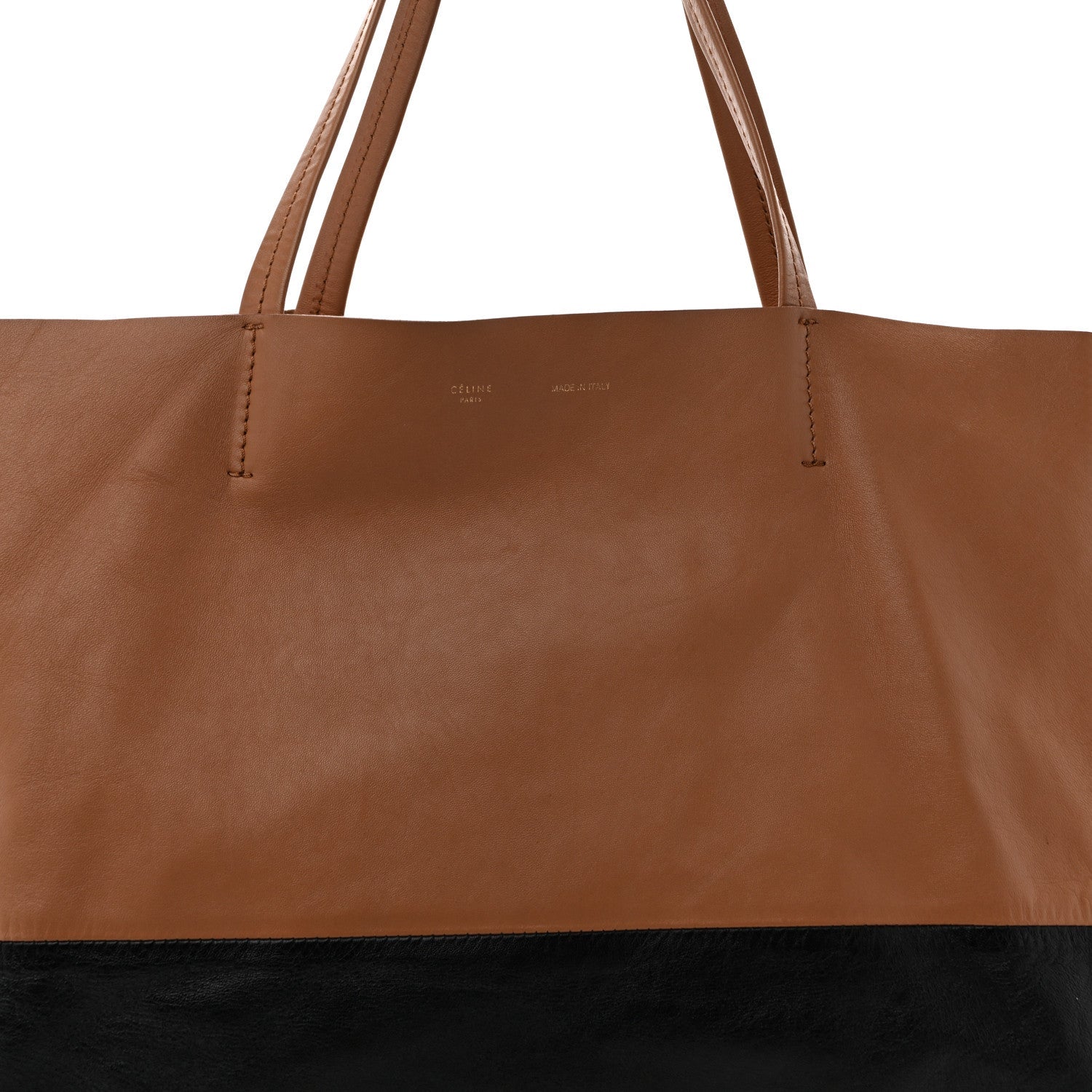Lambskin Horizontal Bicolor Cabas Camel Black