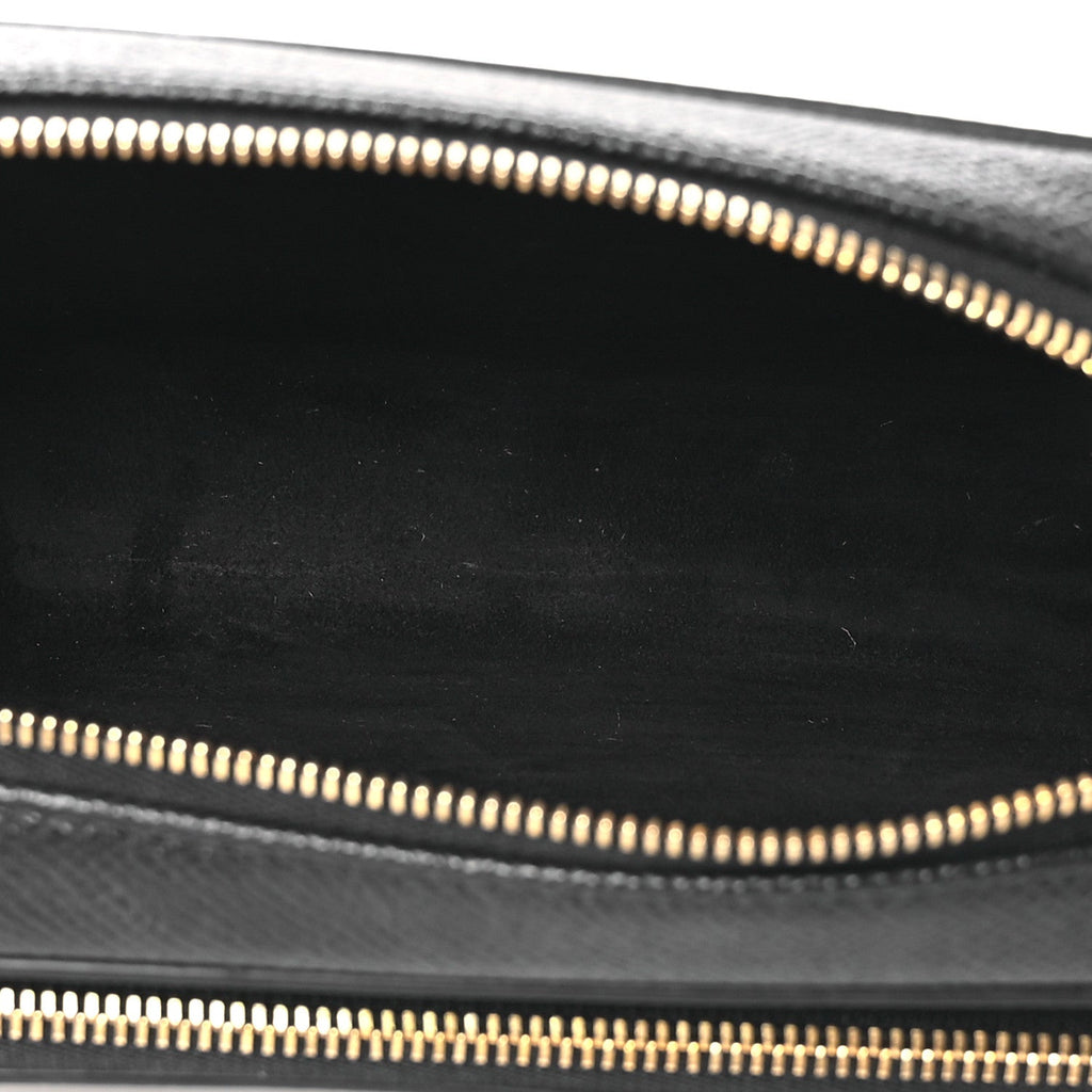 Grained Calfskin Caro Double Pouch Black
