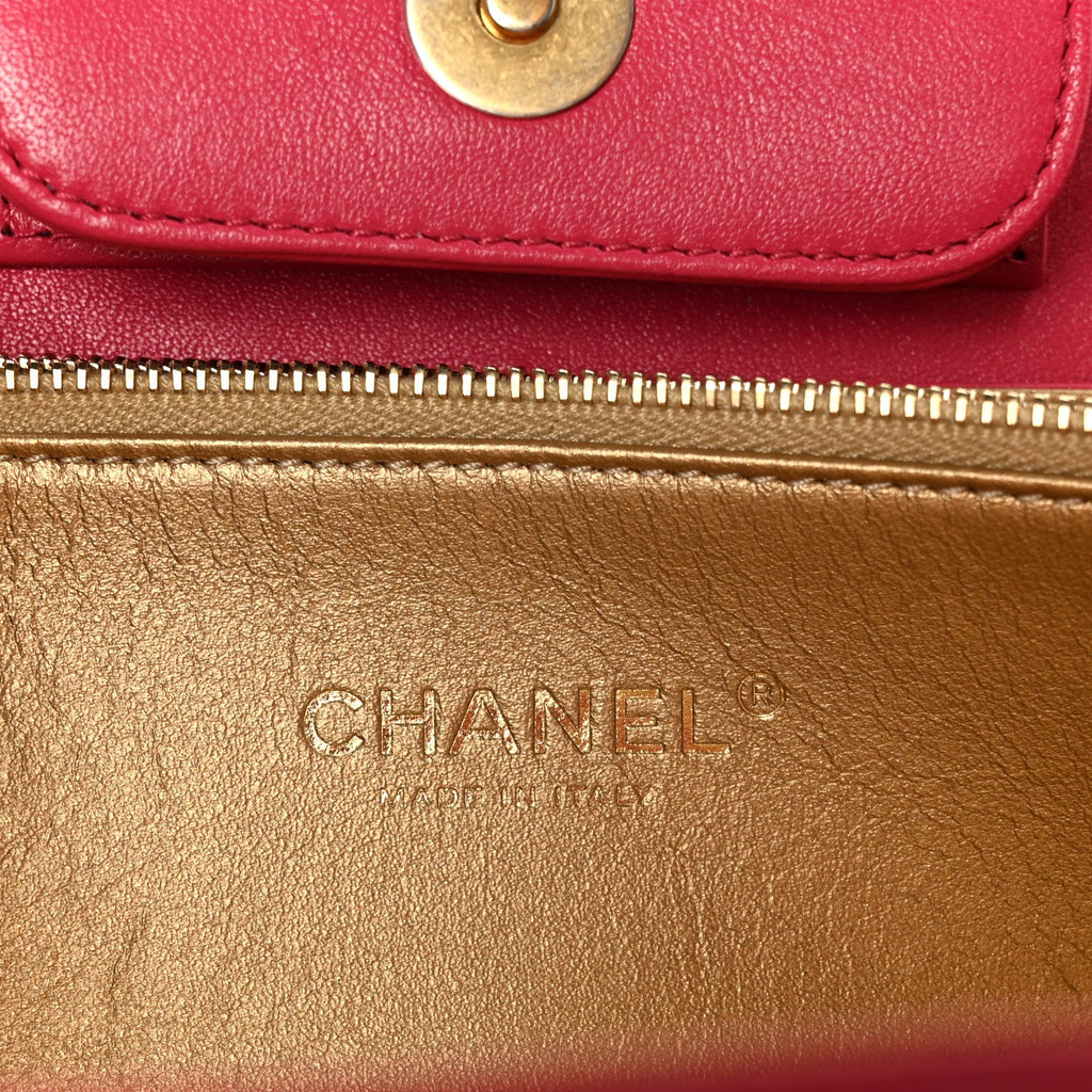 Lambskin Quilted Coco Midnight Clutch Dark Pink