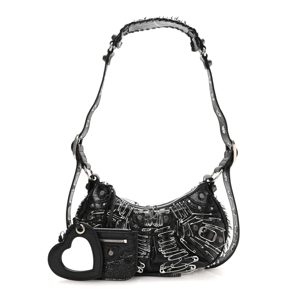 Agneau Arena Safety Pin Le Cagole Shoulder Bag XS Black