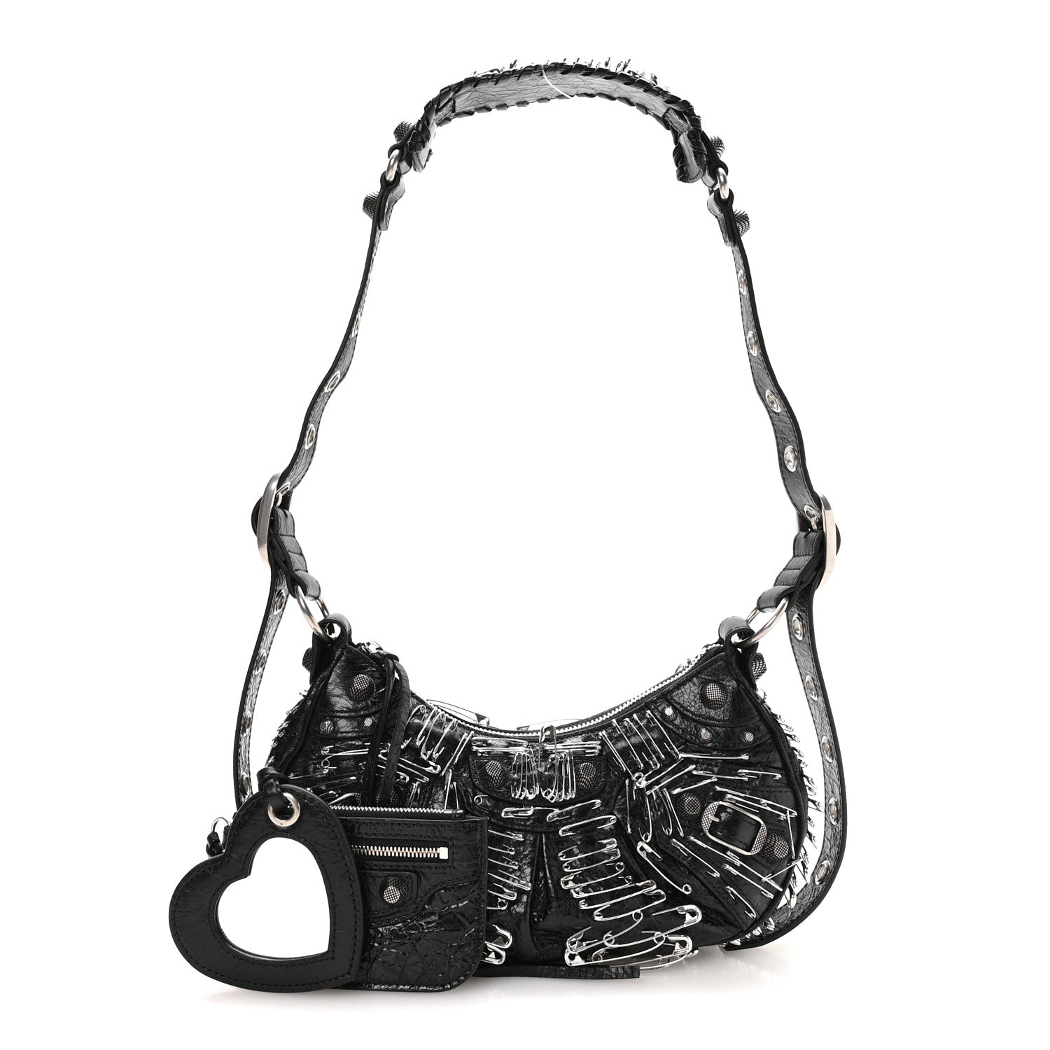 Agneau Arena Safety Pin Le Cagole Shoulder Bag XS Black