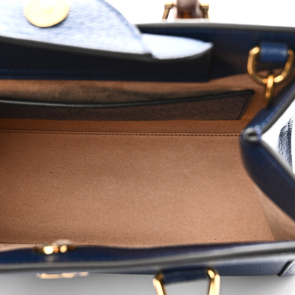 Textured Dollar Calfskin Web Small Diana Tote Bag Royal Crop