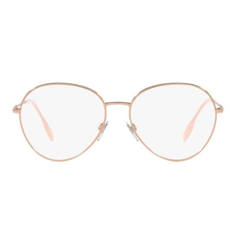 Burberry Eyeglasses Aviator Full Rim, Rose Gold Frame and Clear Demo Lenses Lens BE13661337