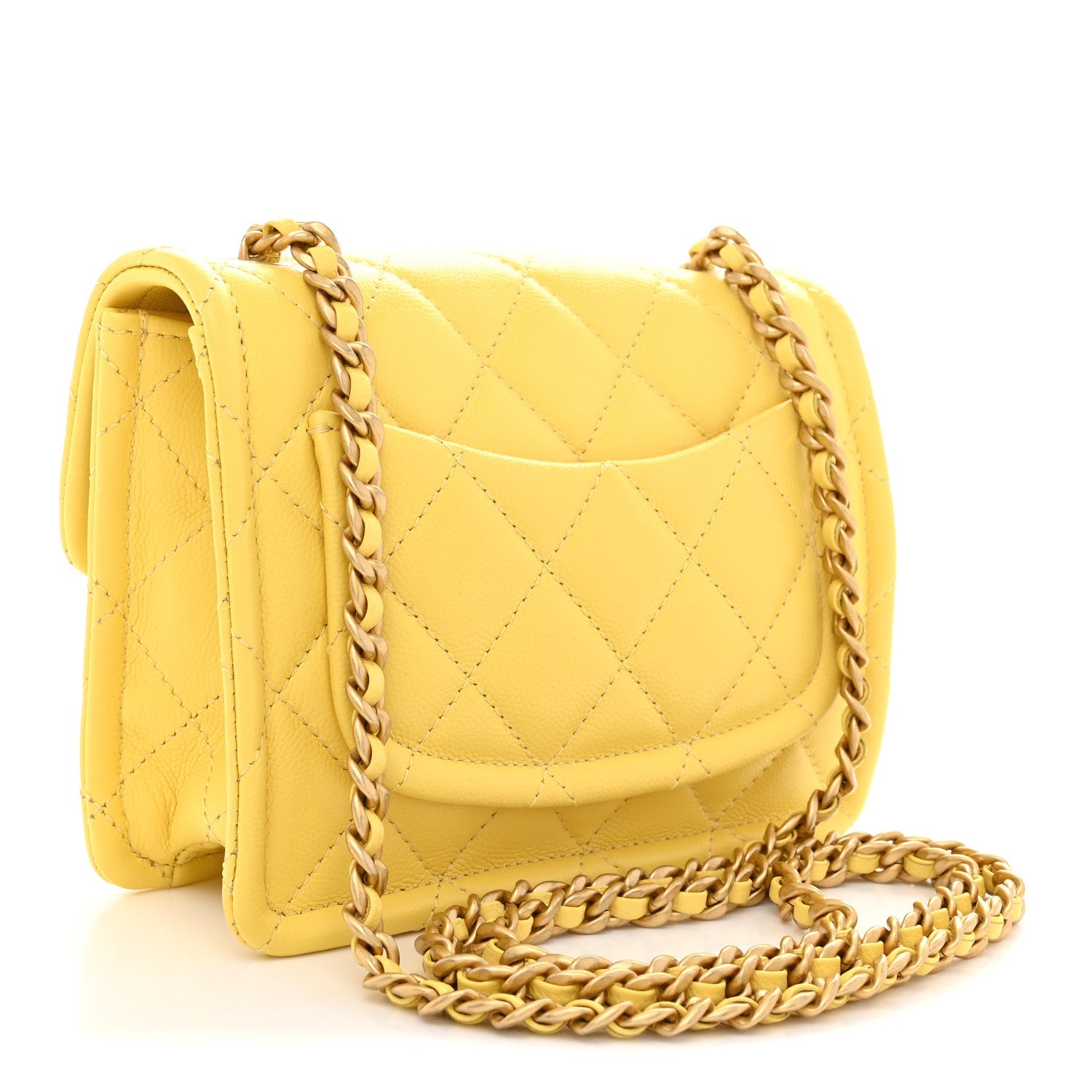 Caviar Quilted Mini Sweet Classic Flap Yellow