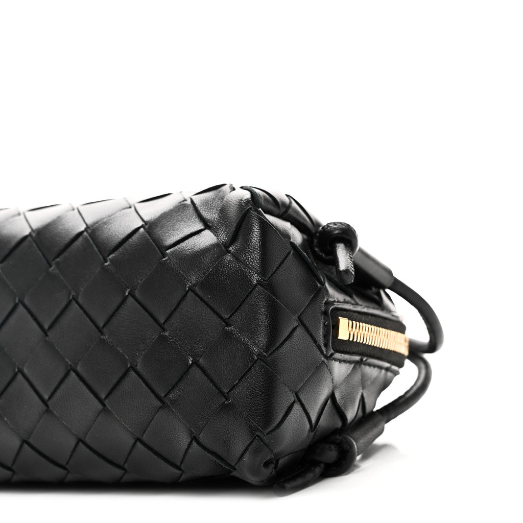 Calfskin Intrecciato Small Loop Top Handle Black