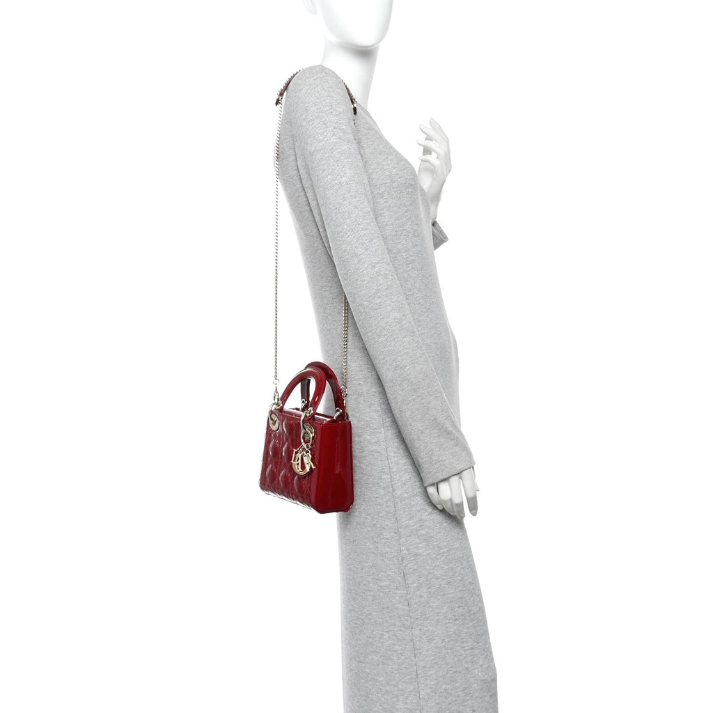 Patent Cannage Mini Lady Dior Red