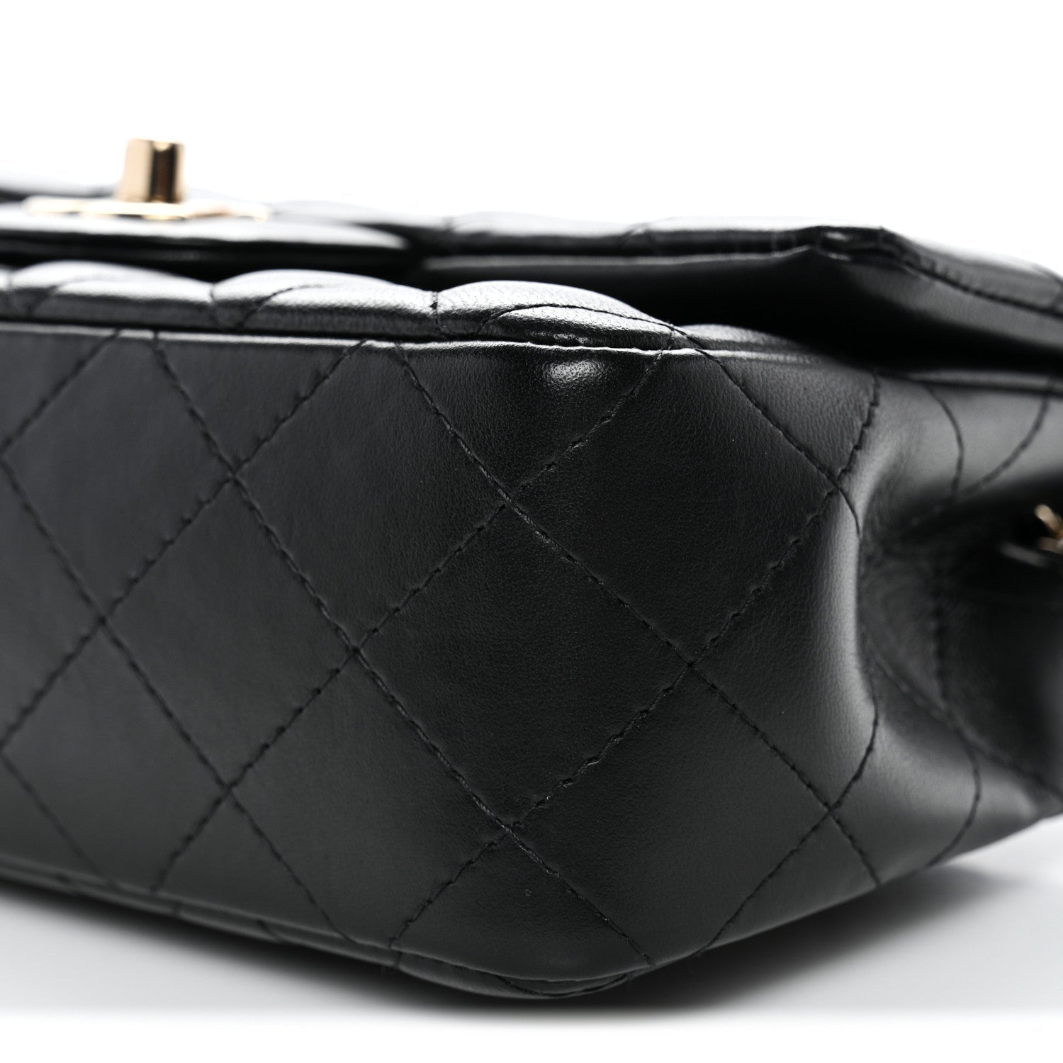 Lambskin Quilted Mini Rectangular Flap Black