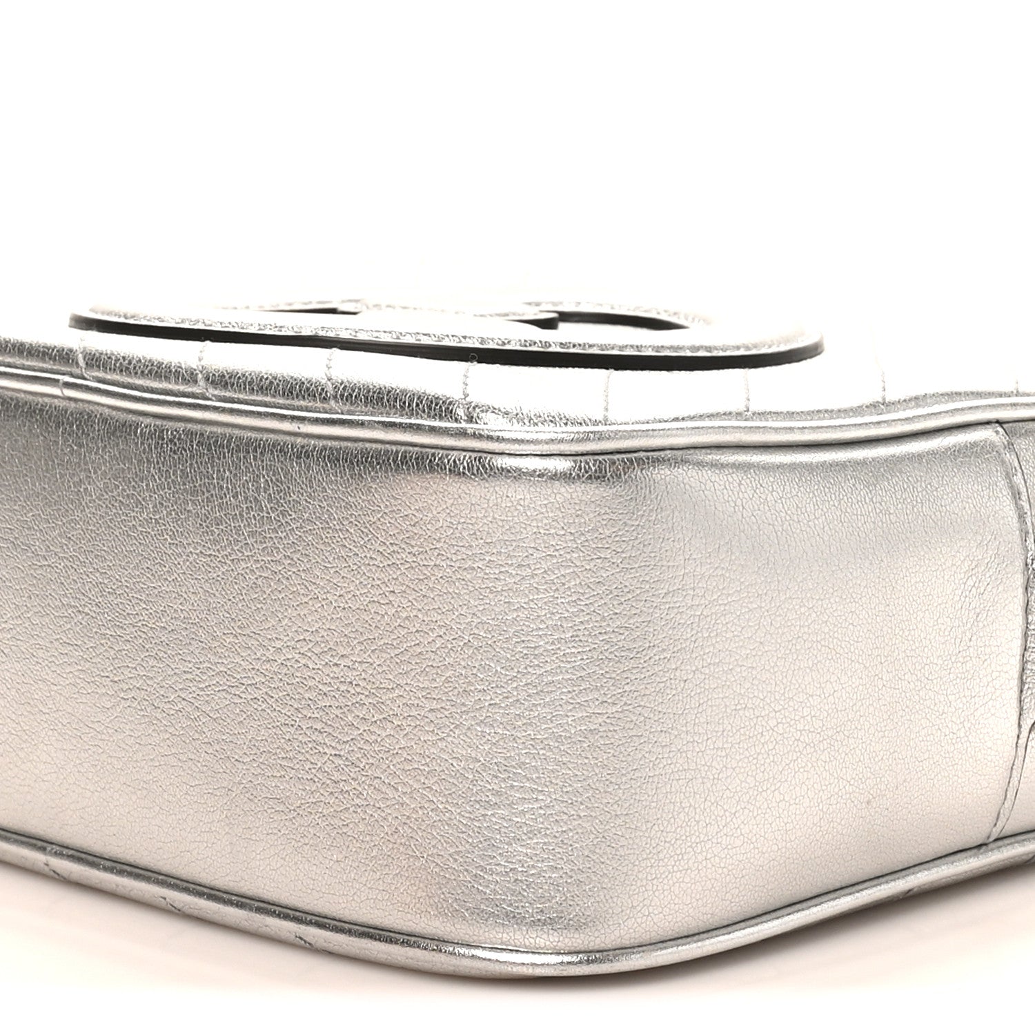 Metallic Sakai Be Green Calfskin Diagonal Stitched Small Blondie Shoulder Bag Silver