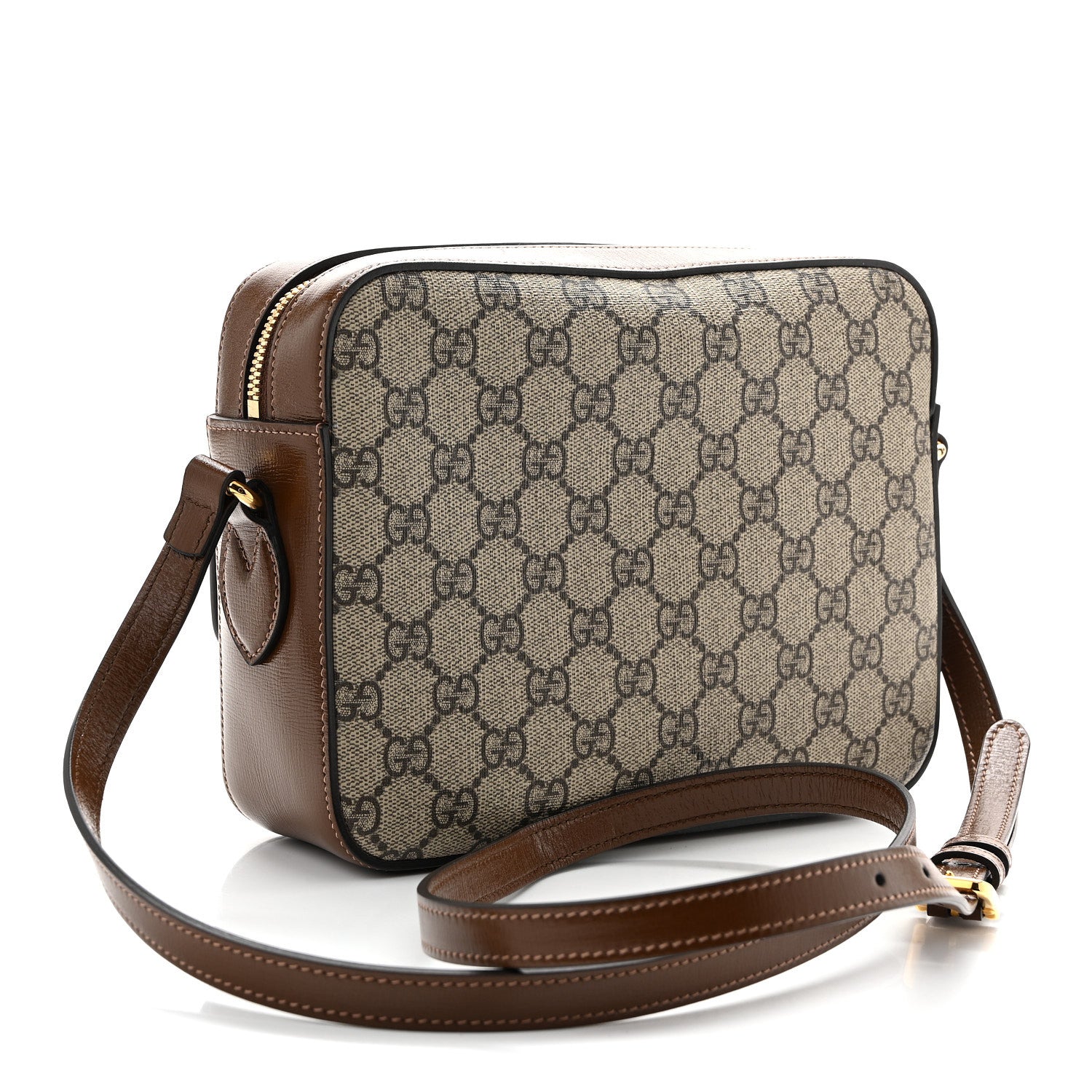 GG Supreme Monogram Small Horsebit 1955 Shoulder Bag Beige Brown Sugar