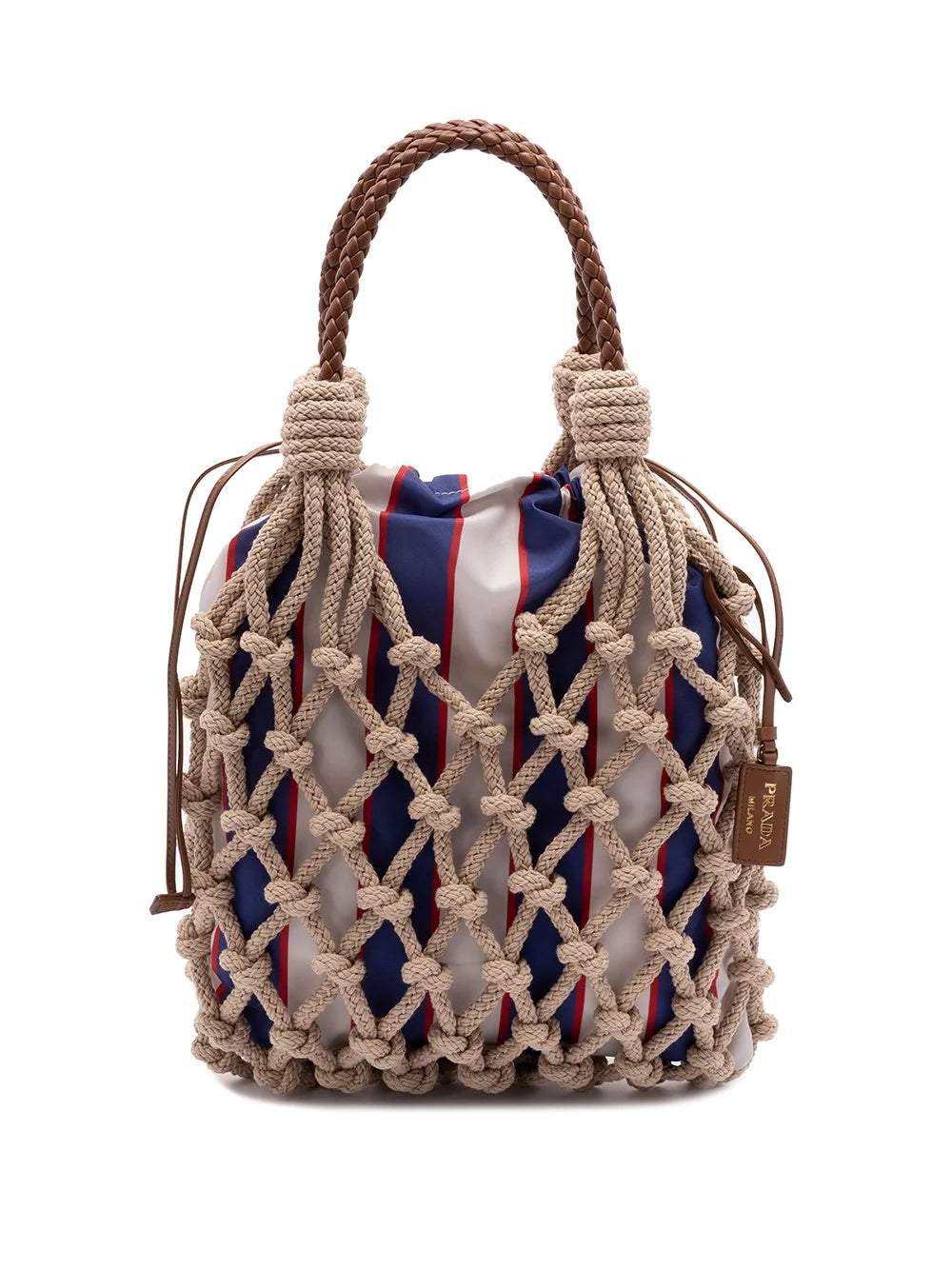 Prada Women ``Prada Noué` Cotton And Leather Handbag