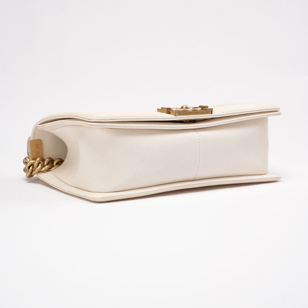 Chanel Medium Le Boy Bag Caviar White 2019