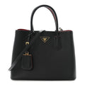 Saffiano Cuir Medium Double Bag Black Fuoco