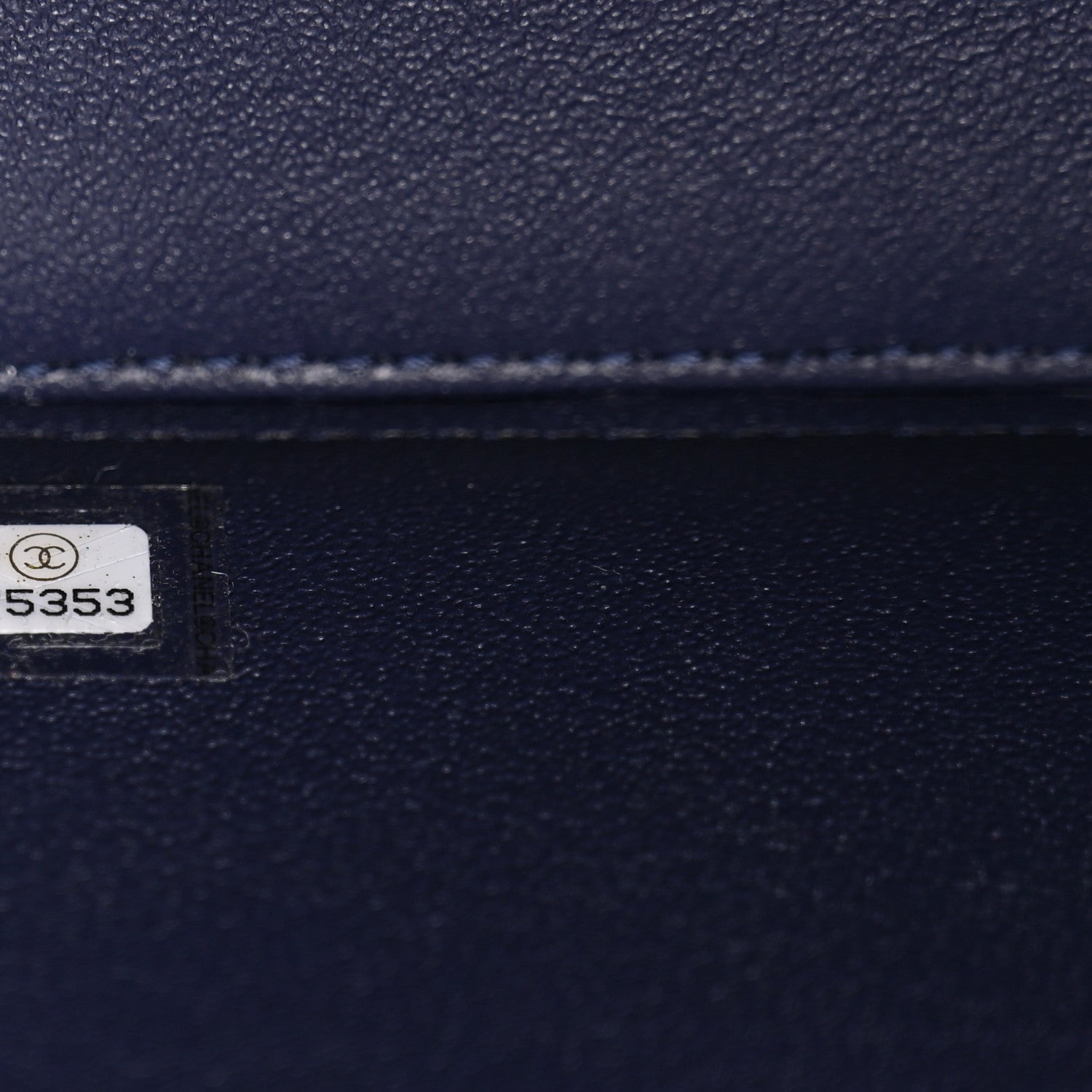 Caviar Quilted Small Top Handle Vanity Case With Chain Navy Blue