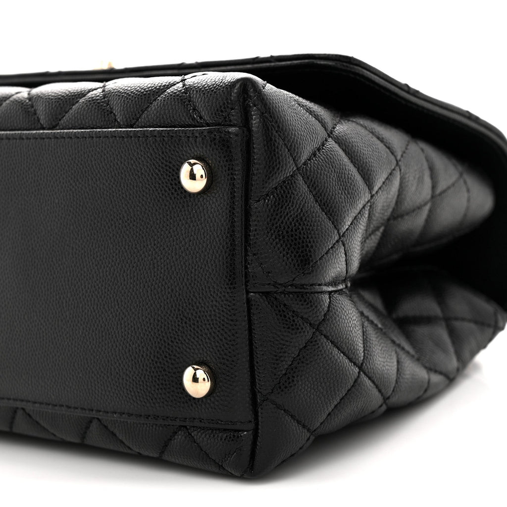 Caviar Quilted Small Coco Handle Flap Black