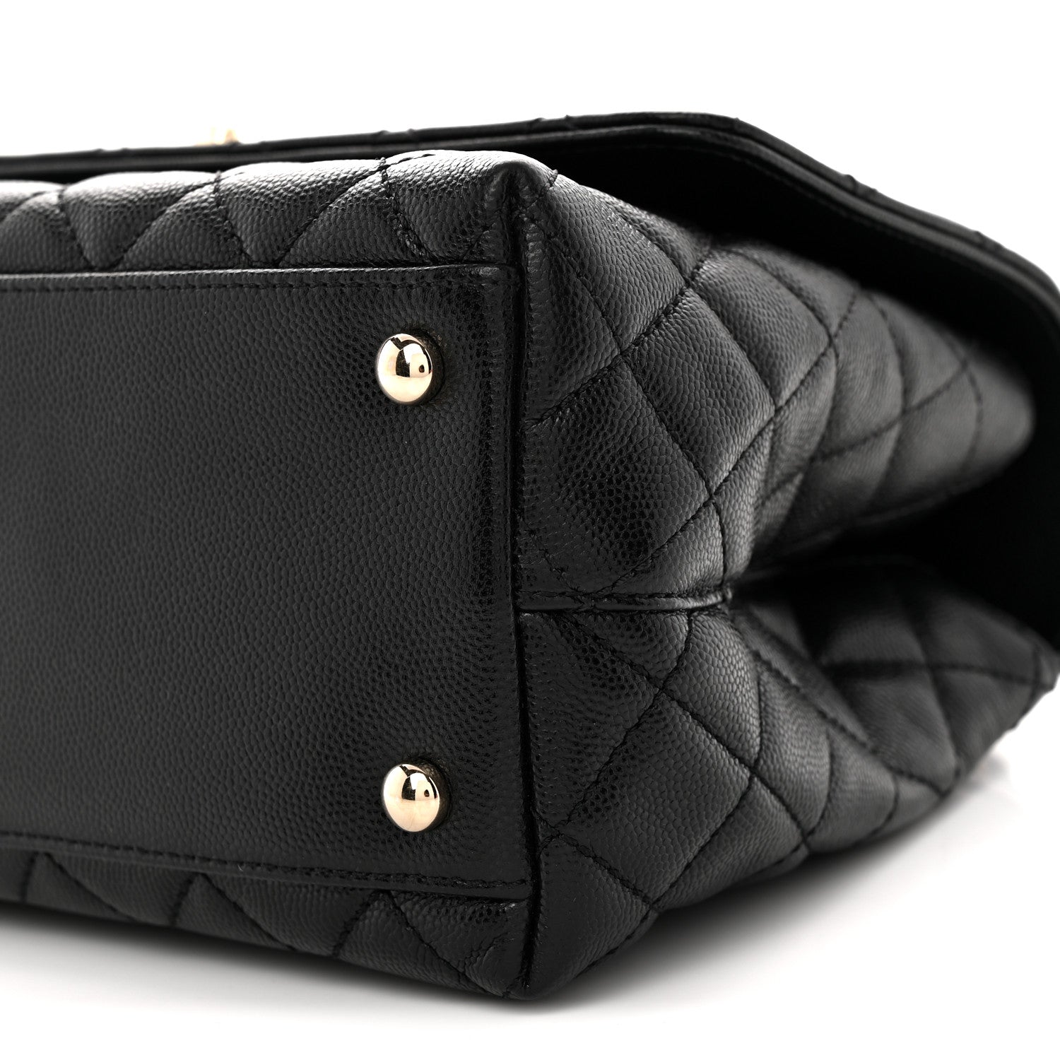 Caviar Quilted Small Coco Handle Flap Black