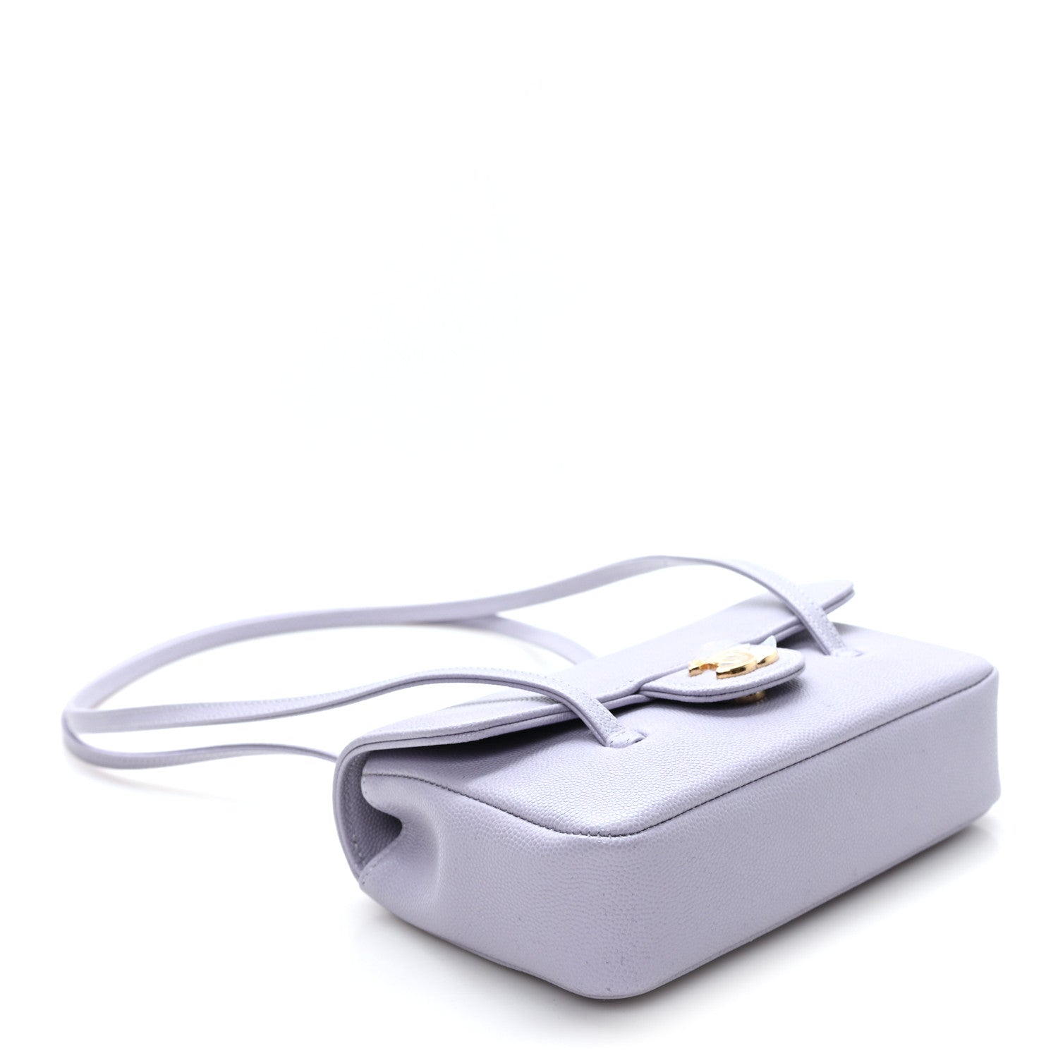 Shiny Caviar Mini Preppy Coco Shoulder Bag Purple
