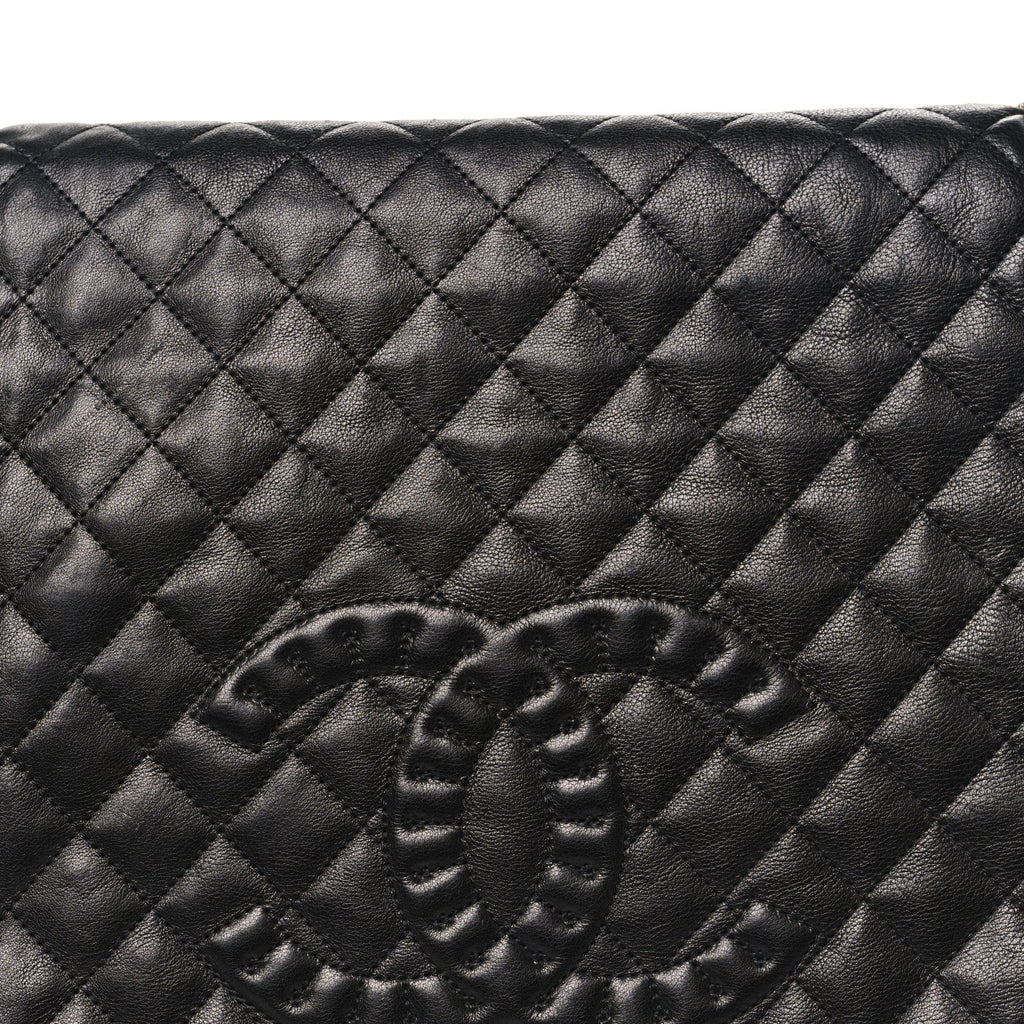 Calfskin Quilted Istanbul Accordion Large Flap Black