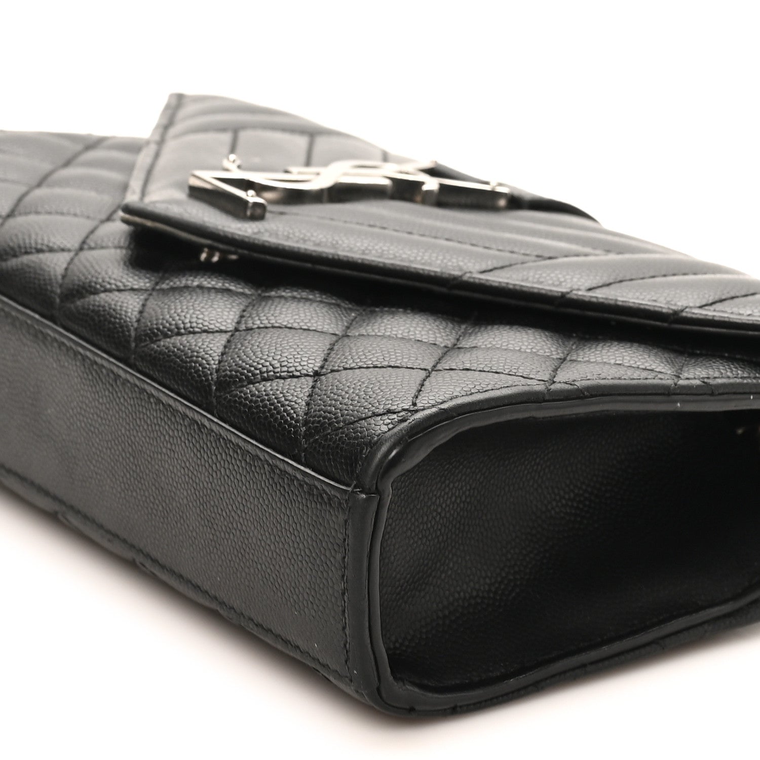 Grain De Poudre Textured Mixed Matelasse Triquilt Small Monogram Satchel Black