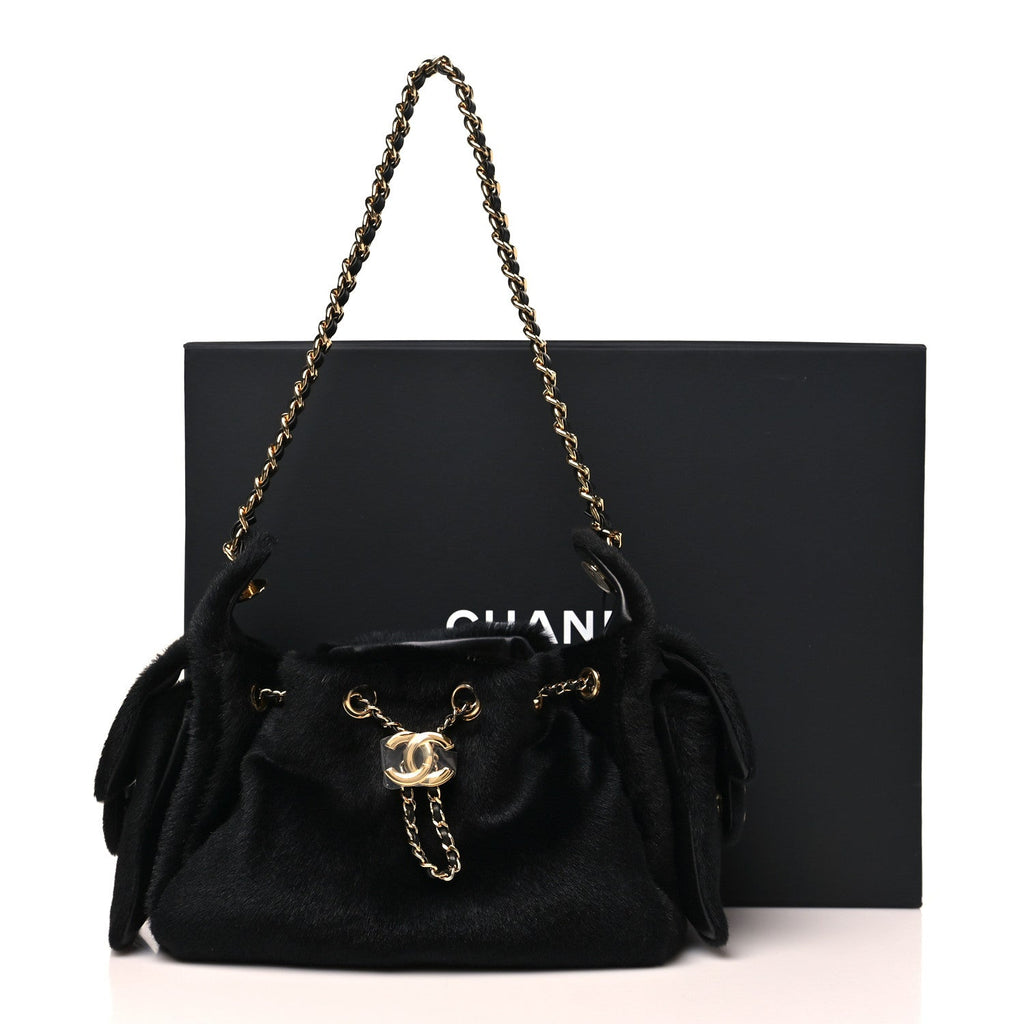 Pony Hair Mini Chanel 25 Handbag Black