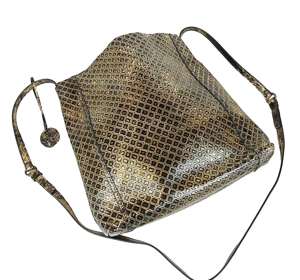 Bottega Veneta Gold / Black Leather Medium Intrecciomirage Messenger Bag
