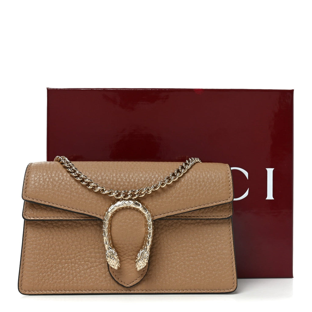 Calfskin Super Mini Dionysus Shoulder Bag Natural Tan