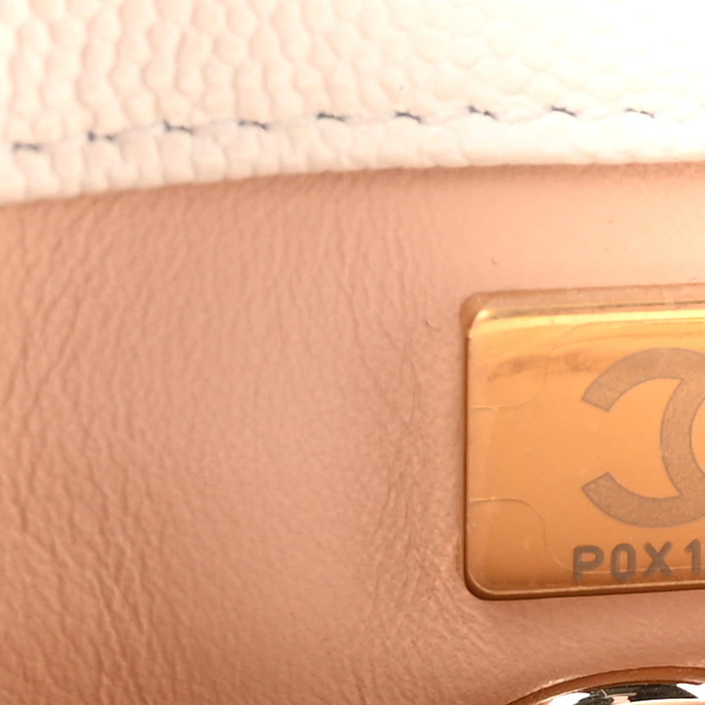 Caviar Quilted Mini Coco Handle Flap White