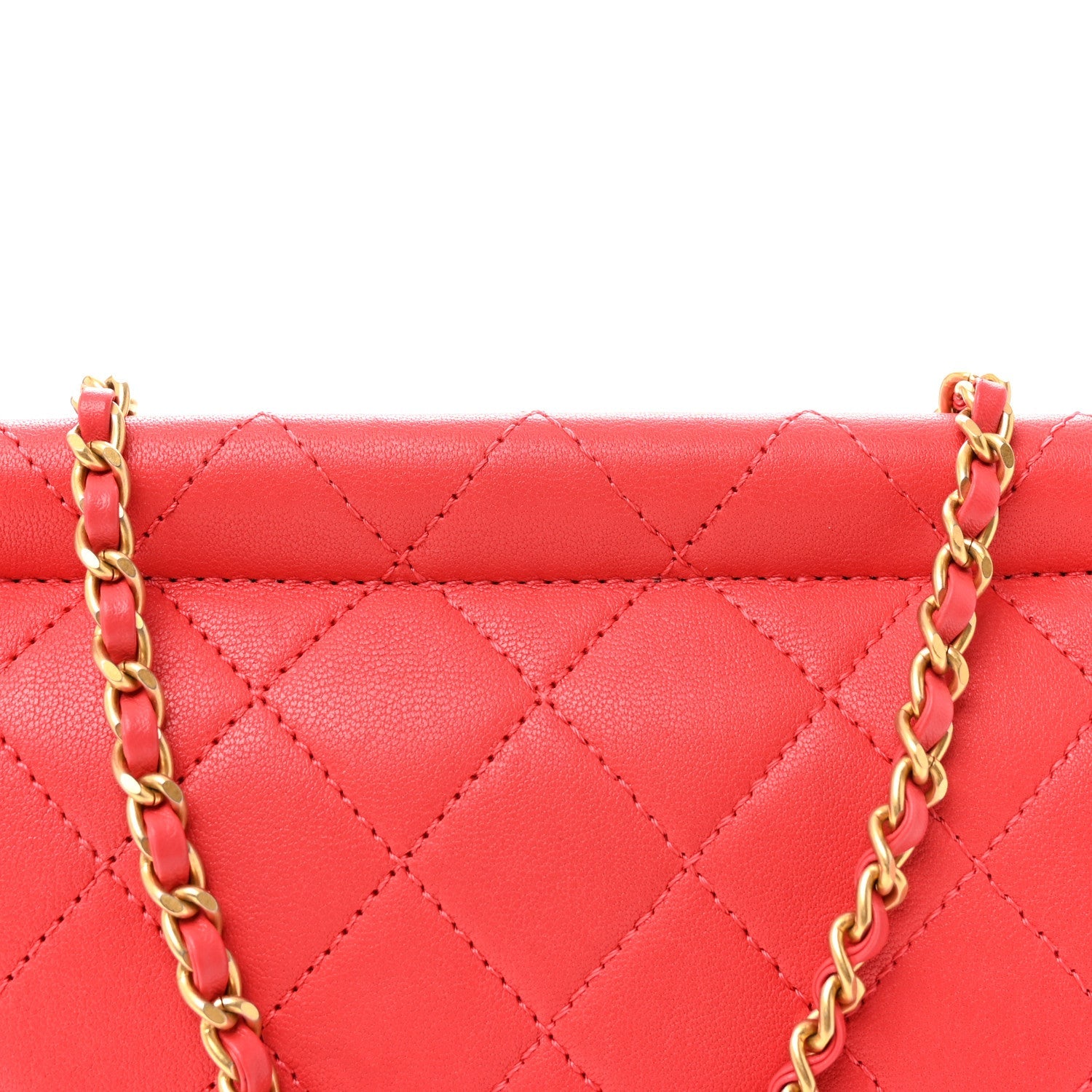 Goatskin Quilted Chic Pearls Flap Dark Pink